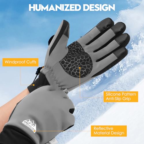 Image of Bruvoalon Winter Gloves for Women & Men, 3M Thermal Insulation, Lycra Fabric, Touchscreen, Anti-Slip