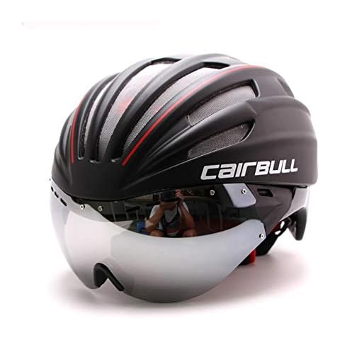 Bicycle Helmet Safety Bike Helmets,Lightweight Adult Cycling Helmet with Detachable Windproof Lenses Goggles Mirror,for Men Women Mountain MTB Road Bicycle Protection Equipment Unisex,B Cover