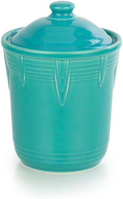 Fiesta Small Chevron 1 Qt. Canister – Durable Ceramic, Lead-Free, Dishwasher/Microwave/Oven Safe – Made in USA Dinnerware - Scarlet