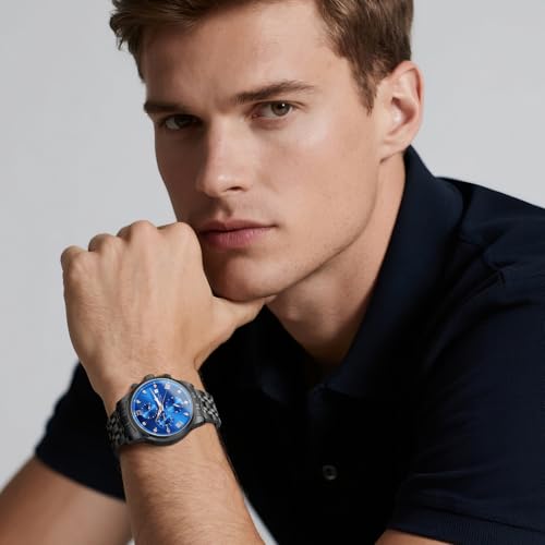 Image of Sapphero Watches for Men Waterproof Luminous Watches with Date Dial Chronograph Analog Quartz Movement Steel Stainless Business Wrist Watches Mens Gifts