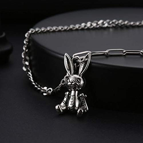 Amosfun Colar de coelho de páscoa colar de pingente de coelhinho vintage de aço titânio joia criativ