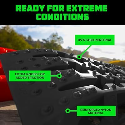 Rhino USA Off-Road Recovery Traction Boards - 2 Pack Ultimate Tire Traction Mountable Mats for 4X4 Vehicles in Sand, Mud & Snow. Heavy Duty Zipper Carry Bag and Leashes Included - (Black)