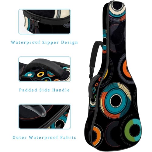 Housse guitare acoustique imperméable au motif original de disques