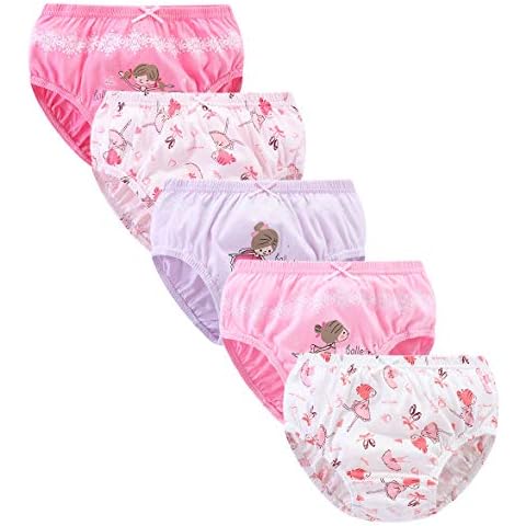 CHUNG Little Girls Toddlers Cotton Briefs Panties Underwear 5 Pack, Ballerina, 4-5Y Cover
