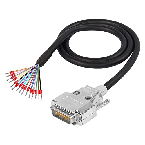 Xmsjsiy Db15 Rs232 Serial Connector Adapter Solderless Extension Cable 15-Pin Gold Plated Port Connector Shielded Data Cable With Bare End Wire - 1M/3.2Ft (Db15 Male) #TOP4