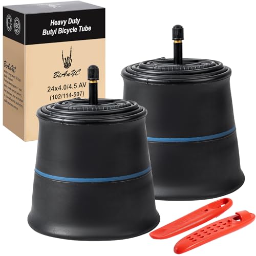 2 PCS 20x4.0 Heavy Duty 20 x 4.0/4.5 Fat E-Bike Tubes AV32MM Schrader Valve Bicycle Tubes 102/114-406 Inner Tubes 20 Inch Compatible with 20x4 20x4 1/4 20x4.25 20x4.5 Electric Bike Bicycle Tire Tubes