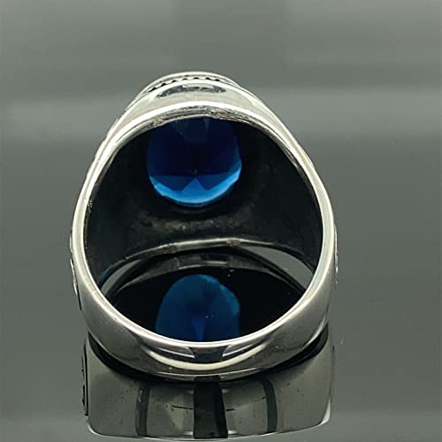 Turkısh Men's Sapphire Stone Ring, Ottoman Style Ring, Cubic Sapphire Zircone Ring, 925K Sterling Silver Ring, Gift For Him #TOP6