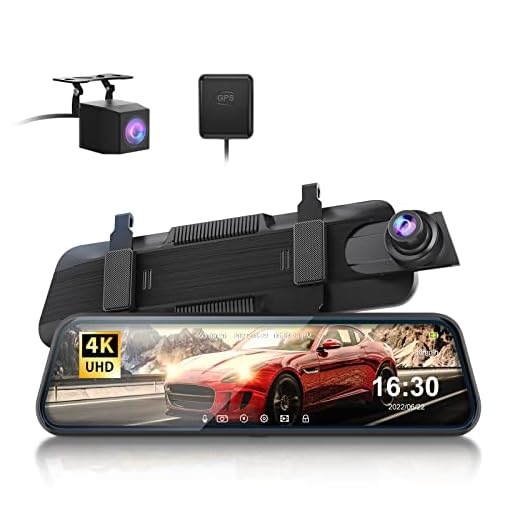 Cámara de Coche, ThiEYE Espejo Dash CAM 10" 1080P Full HD Pantalla táctil Doble Lente con WDR,G-Sensor, Grabación en Bucle, Visión Nocturna, Monitor de Aparcamiento,Tarjeta SD de 32 GB
