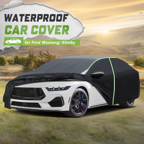 Image of Mixsuper Liner Car Cover for Ford Mustang 1994-2026, Waterproof All Weather Outdoor Protection, Windproof Straps, Zipper Door