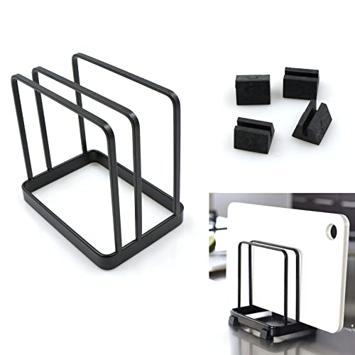 Soporte para Tapa de Olla Estante Organizador—Tabla de Cortar Estante de Almacenamiento, Para Guardar Diversos Utensilios de Cocina, como Tablas de Cortar, Ahorra Espacio en la Cocina, Negro,1 Pieza Cover