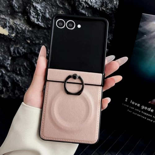 Étui magnétique Samsung Z Flip 5 en cuir rose pour visionner vos vidéos