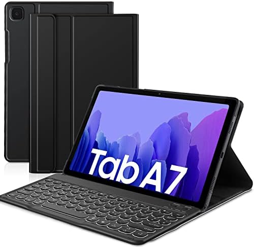 JANOLTY Keyboard Case for Samsung Tab S7 FE & Tab S7+/Tab S7 Plus, QWERTY Bluetooth Backlit Samsung Galaxy Tab S7 FE 12.4 inch 2021 Keyboard with Touchpad, Black