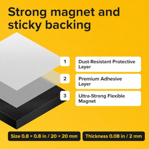 Image of Square Flexible Magnets with Adhesive Backing (36pcs) Magnetic Tape Magnet Strips for Whiteboard, Fridge - Stickers for Organization - Classroom Supplies (0.8 inchx0.08 inch /2x0.2cm)