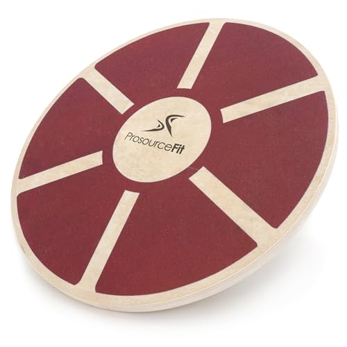 Image of ProsourceFit Wooden Balance Board Non-Slip Wobble Core Trainer 15.75in (39.5cm) Diameter with 360 Rotation for Stability Training, Full Body Exercises, Physical Therapy