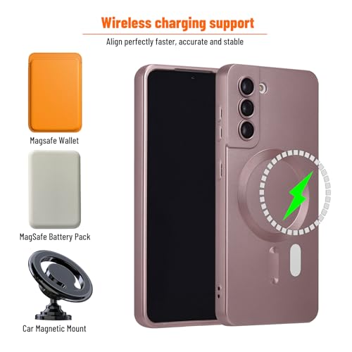 Image of Yetagso Case for Galaxy S21, Soft Silicone Phone Case with Camera Protection, Slim Fit Anti-Scratch with MagSafe, Pink