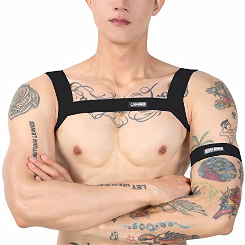 Image of Mens Harness Belt Nylon Elastic Body Shoulder Strap Sexy Halter Club Wear Cosplay Costume