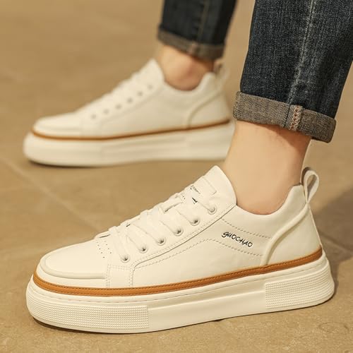 Men's Fashion Leather Lace up Platform Sneakers Lightweight Comfortable Non Slip Dress Casual Walking Tennis Driving Daily Shoes4