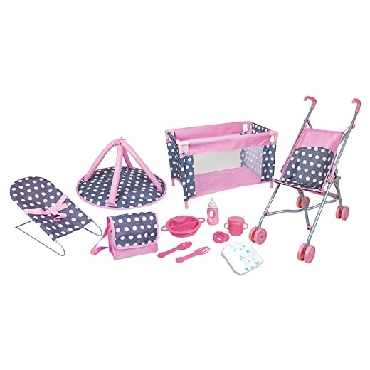 Lissi 5 Piece Doll Deluxe Nursery Play Set with 8 Accessories Role Toy
