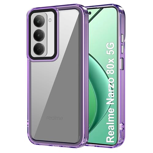 Image of Zapcase Back Case Cover for Realme Narzo 80x 5G | Compatible for Realme Narzo 80x 5G Back Cover | Case Cover with Camera Protection | (TPU + PC | Translucent Purple)
