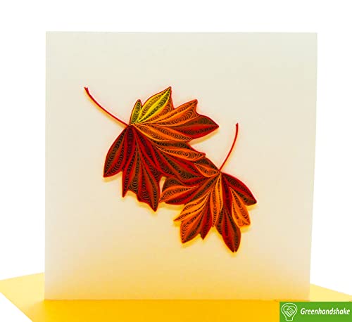 Greenhandshake Autumn Maple Leaf Quilling Greeting Card - Unique Dedicated Handmade/Heartmade Art. Design Greeting Card For All Occasion #TOP4