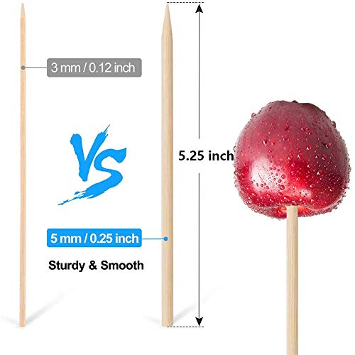 Hansgo Wooden Candy Apple Skewer Sticks, 6Mm 5.25Inch Natural Bamboo Skewers Bbq Caramel Apple Sticks Cotton Candy Stick Rock Candy Stick Skewer Semi Pointed Lollipop Sticks Barbecue Corn Dog #TOP1