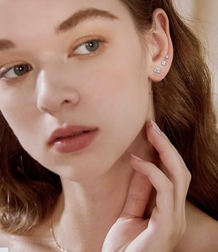 3 Pairs 14K Gold Stud Earring Sets for Women Dainty 925 Sterling Silver Earrings for Multiple Piercing Tiny Cartilage Tragus Cute Trendy Post Earrings Stacks Jewelry Gifts2