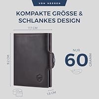 VON HEESEN Slim Wallet mit RFID Schutz - Geldbörse Herren klein - Mini Geldbeutel Damen Portmonee - Kartenetui Echtleder Karten Portemonnaie - Leder Kreditkartenetui (Braun Waxy) – Ansicht 6