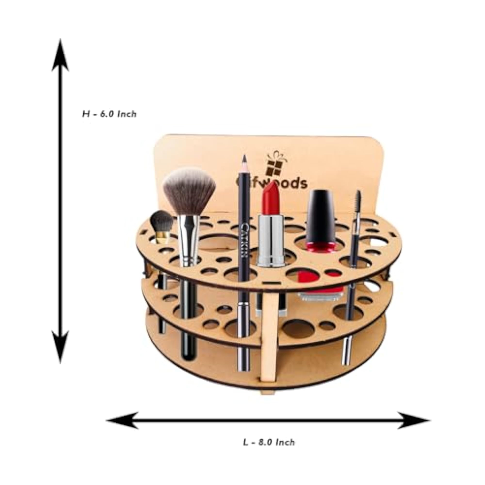 Premium Wooden Rotating Makeup Brush Organizer