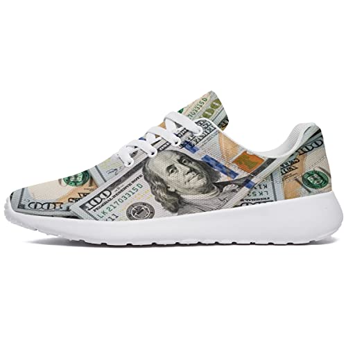 One Hundred Dollar Bill Print Shoes Womens Mens Fashion Sneakers Comfortable Running Tennis Shoes Gifts for Friends3