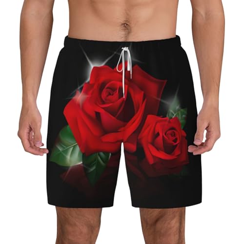 Short de bain séchage rapide pour homme à motif roses rouges parfait pour le surf