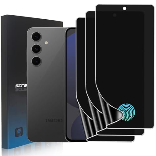 zonyee 3 Pack Privacy Screen Protector for Samsung Galaxy S24 FE [Not Glass], Anti-Spy Full Adhesive Flexible TPU Film Samsung Galaxy S24 FE 5G 6.7",[Support Fingerprint Reader] [Scratch Resistant]