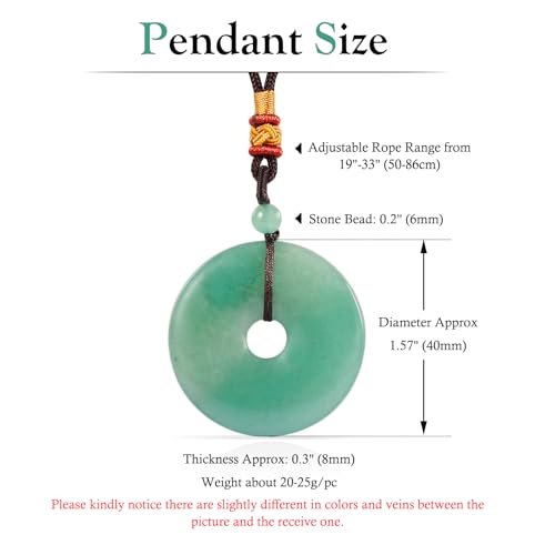 SUNYIK Natural Gemstone Lucky Coin Stone Pendant Necklace for Women Men, Healing Crystal Dount Amulet Necklace for Unisex Adjustable4