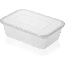 MARENT 10 x Microwave Plastic Food Takeaway Heavy Duty Satco Containers with Lids 1000ml
