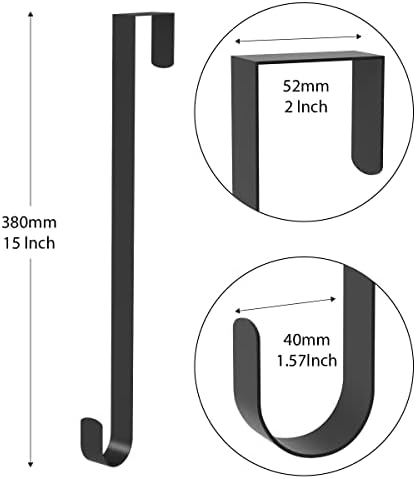 ANSIO Christmas Wreath Hanger for Front Door, 15'' /38cm Wreath Holder for Christmas Decor - Pack of 1 - Black