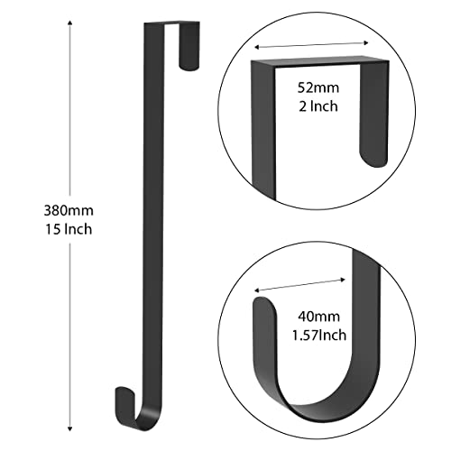 ANSIO Weihnachtskranzaufhänger, 38 cm, für Haustür, Metallkranzhalter für Weihnachtsdekoration, 1 Stück, Schwarz