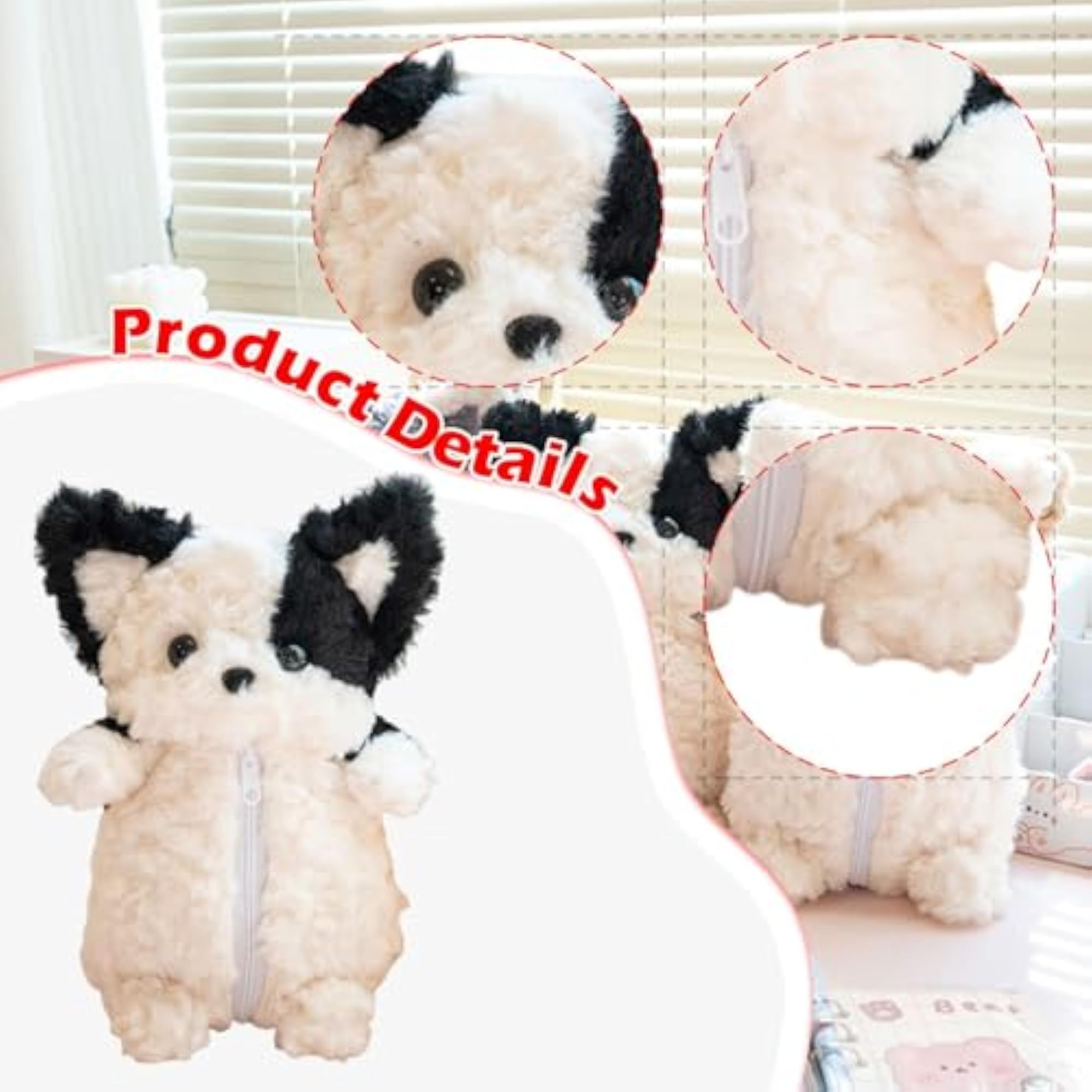 Plush Corgi Dog Shape Pencil Case for Kids, Black