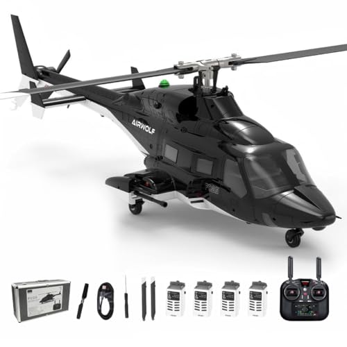 LynxPro YU Xiang F02S Air-Wolf Replica GPS RC Helicopter with Optical Flow Radar & One-Key Return, 1/34 Scale 8CH Dual Brushless Motors RC Helicopter with Telemetry Transmitter & Metal Servo - RTF