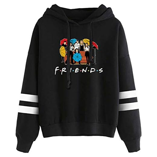 FLYCHEN Hoodie för Kvinnor Med Vänner Mönster TV-serie Amerikanskt Mode Trendiga Hoodie Friends Roliga Unisex långärmade - 2 svart 656 - M