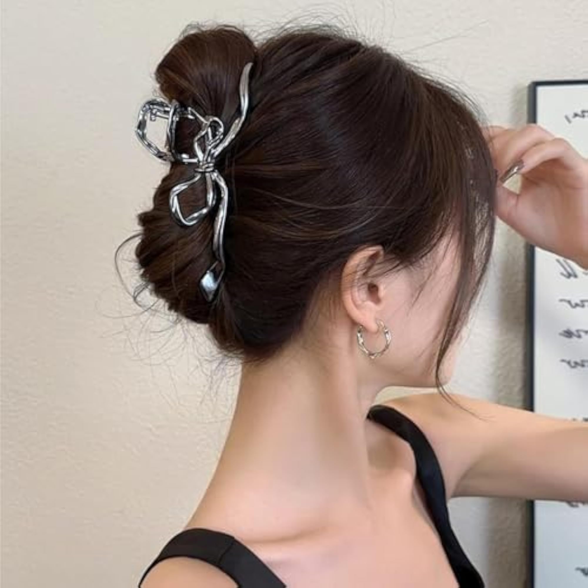 Women's Silver Metal Bow Hair Clip, Elegant Accessory