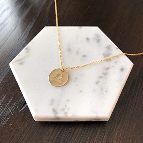 Gold Libra Zodiac Necklace, 16 Inches - Handmade 14K Gold Fill Jewelry - September, October Birthday Gift For Her, Woman, Girl, Teen, Friend, Daughter #TOP3