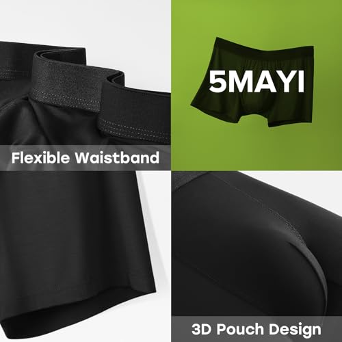 5Mayi Men's Bamboo Viscose Boxer Briefs Pack No Open Fly Trunks Underwear4
