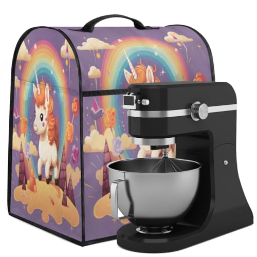 Coffee Maker Cover Unicorn Rainbow Cute Kitchen Appliance Covers Small Appliance Covers Blender Cover Juicer Cover Dust Covers for Kitchen Appliances with Top Handle and Pockets,Washable,B811