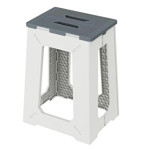 Foldable Bath Shower Safety Chair Seat 17.7 High Anti-Slip Bench Bath tub Stool for Elderly or Seniors (ShowerChair Grey)