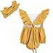 Baby Girls Romper Sunsuit Jumpsuit with Headband, Yellow, 6 Months