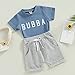 Toddler Baby Boy Summer Outfit 0 6 12 18 24M 3T Clothes Short Sleeve Letter Print T-Shirt Tops Drawstring Shorts Set (C-Blue, 0-6 Months)
