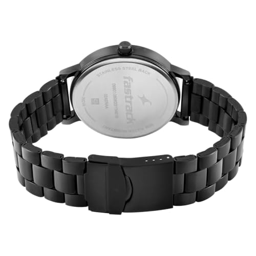Image of Fastrack Plain 3 Hands Black Round Dial Black Plating Stainless Steel Strap Mens Watch - NT3242NM01