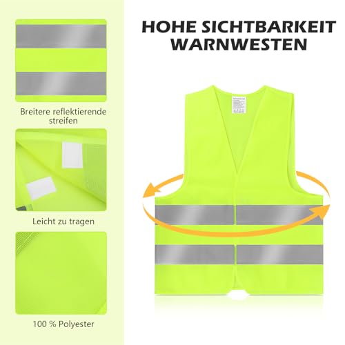 KEWUZY Warnwesten Auto, 2 Stück, Sicherheitsweste, Reflektorweste Auto Pannenweste, für Autofahrern Fahrern Arbeitskräften, Gelb