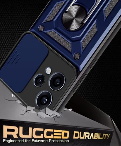 Image of WOW IMAGINE Tough Armor Bumper Mobile Back Case for Oppo Reno 15 5G | Sliding Camera Cover | Shock Proof 360 Protection | Hybrid PC + TPU | Ring Holder with Kickstand - Blue