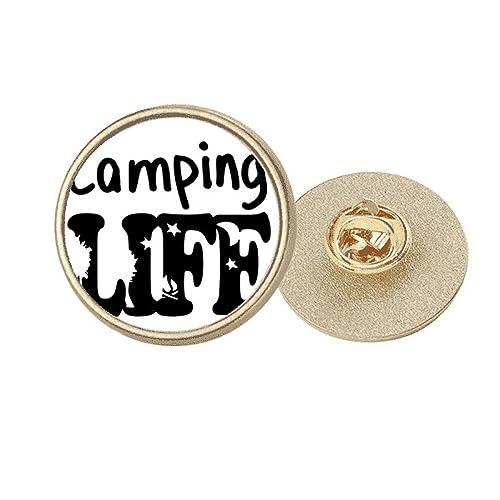 Broche dorée Camping Life Art Déco, un accessoire vintage chic pour les passionnés de nature