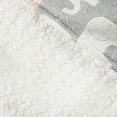 Image of Lush Decor Baby Elephant Stripe Soft & Plush Sherpa Blanket, 40 inch x 30 inch, Pink & Turquoise